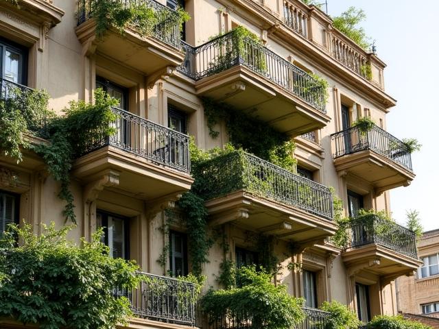 Boutique hotel con balconi fioriti e pannelli solari invisibili